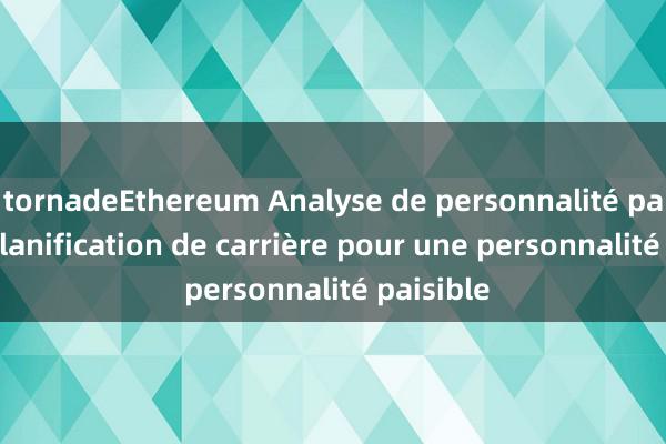 tornadeEthereum Analyse de personnalité paisible, planification de carrière pour une personnalité paisible